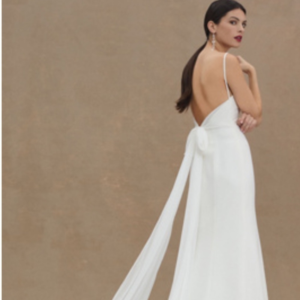 JENNY YOO CAMI STRETCH-CREPE & FLARE WEDDING DRESS